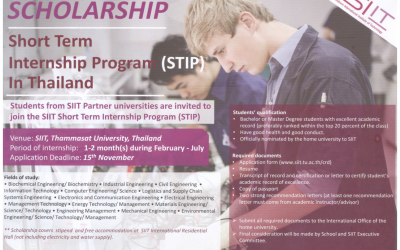 SCHOLARSHIP FOR SHORT TERM INTERNSHIP PROGRAM (STIP) IN THAILAND