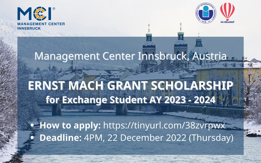 Ernst Mach Grant – Scholarship for Exchange Student at Management Center Innsbruck (MCI) Austria, Academic Year 2023-2024